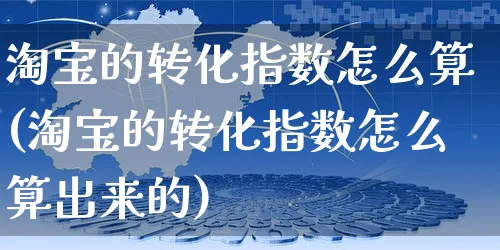 淘宝的转化指数怎么算(淘宝的转化指数怎么算出来的)_https://www.czttao.com_闲鱼电商_第1张