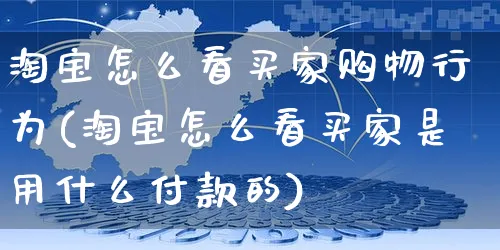 淘宝怎么看买家购物行为(淘宝怎么看买家是用什么付款的)_https://www.czttao.com_闲鱼电商_第1张