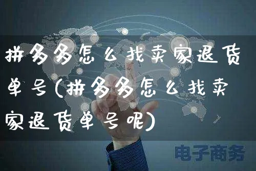 拼多多怎么找卖家退货单号(拼多多怎么找卖家退货单号呢)_https://www.czttao.com_店铺规则_第1张