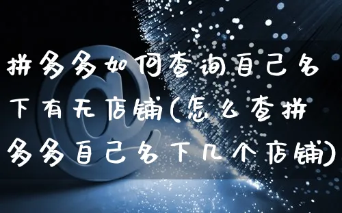 拼多多如何查询自己名下有无店铺(怎么查拼多多自己名下几个店铺)_https://www.czttao.com_开店技巧_第1张