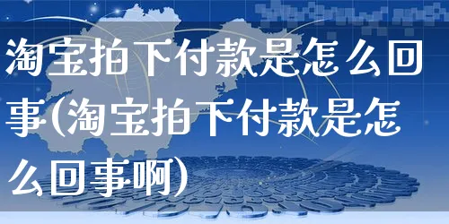 淘宝拍下付款是怎么回事(淘宝拍下付款是怎么回事啊)_https://www.czttao.com_抖音小店_第1张