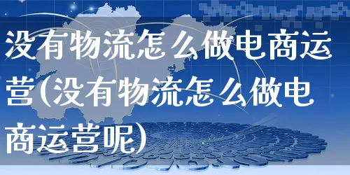 没有物流怎么做电商运营(没有物流怎么做电商运营呢)_https://www.czttao.com_电商资讯_第1张