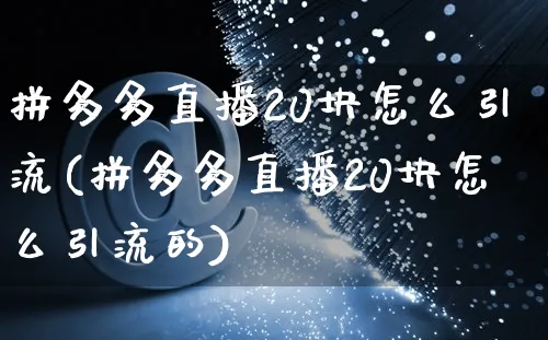 拼多多直播20块怎么引流(拼多多直播20块怎么引流的)_https://www.czttao.com_拼多多电商_第1张