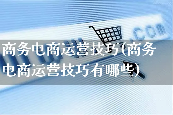 商务电商运营技巧(商务电商运营技巧有哪些)_https://www.czttao.com_电商运营_第1张