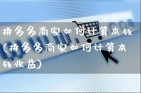 拼多多商家如何计算本钱(拼多多商家如何计算本钱收益)_https://www.czttao.com_电商运营_第1张