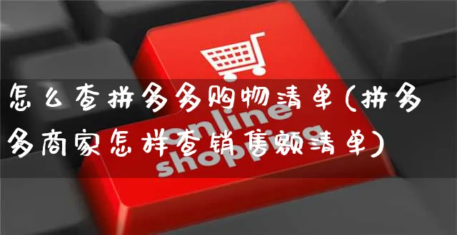 怎么查拼多多购物清单(拼多多商家怎样查销售额清单)_https://www.czttao.com_抖音小店_第1张