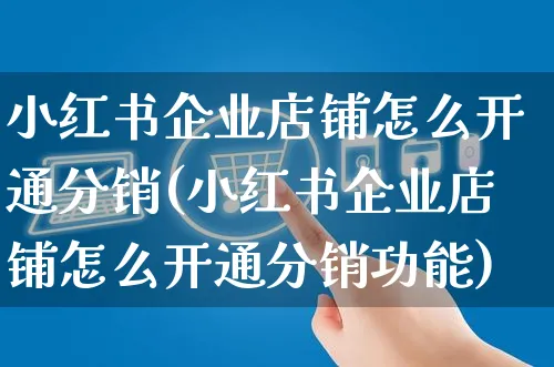 小红书企业店铺怎么开通分销(小红书企业店铺怎么开通分销功能)_https://www.czttao.com_小红书_第1张