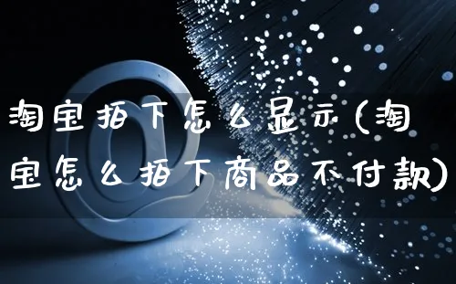 淘宝拍下怎么显示(淘宝怎么拍下商品不付款)_https://www.czttao.com_闲鱼电商_第1张