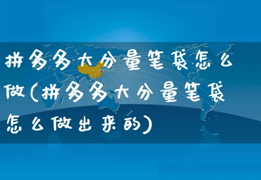 拼多多大分量笔袋怎么做(拼多多大分量笔袋怎么做出来的)_https://www.czttao.com_电商运营_第1张