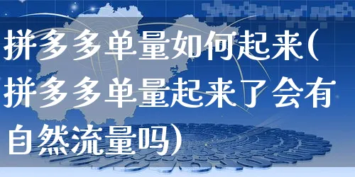 拼多多单量如何起来(拼多多单量起来了会有自然流量吗)_https://www.czttao.com_亚马逊电商_第1张