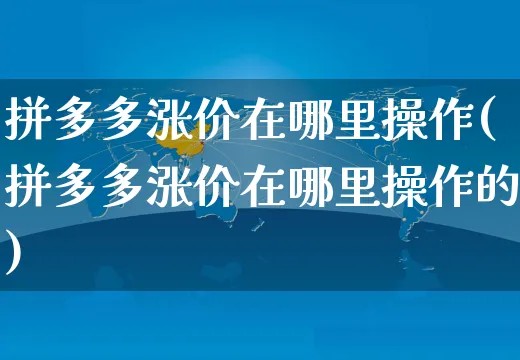 拼多多涨价在哪里操作(拼多多涨价在哪里操作的)_https://www.czttao.com_拼多多电商_第1张