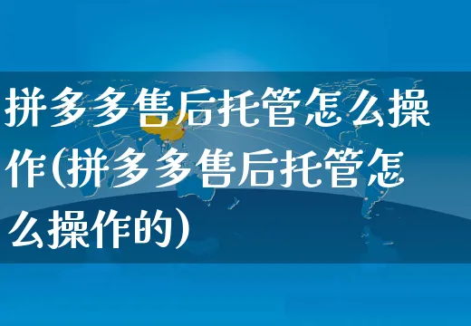 拼多多售后托管怎么操作(拼多多售后托管怎么操作的)_https://www.czttao.com_京东电商_第1张