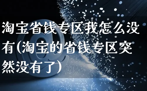 淘宝省钱专区我怎么没有(淘宝的省钱专区突然没有了)_https://www.czttao.com_店铺装修_第1张