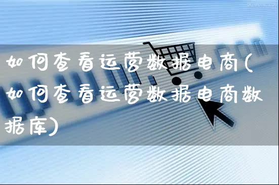 如何查看运营数据电商(如何查看运营数据电商数据库)_https://www.czttao.com_电商运营_第1张