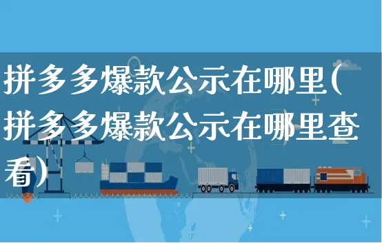 拼多多爆款公示在哪里(拼多多爆款公示在哪里查看)_https://www.czttao.com_拼多多电商_第1张