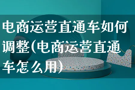 电商运营直通车如何调整(电商运营直通车怎么用)_https://www.czttao.com_电商运营_第1张